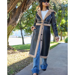 Runway Ready Convertible Faux Leather Trench Coat