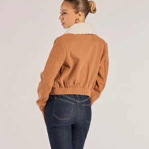 Cozy Cool Faux Wool Sherpa Collar Trucker Jacket