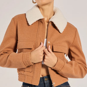 Cozy Cool Faux Wool Sherpa Collar Trucker Jacket
