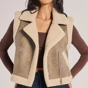 Luxe And Cozy Faux Sherpa Trim Oversized Vest