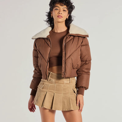 Cozy Trendsetter Sherpa Collar Puffer Jacket