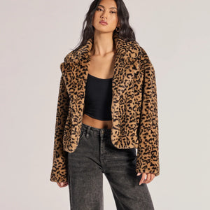 Luxe Glam Leopard Print Faux Fur Jacket