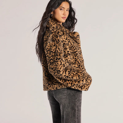 Luxe Glam Leopard Print Faux Fur Jacket