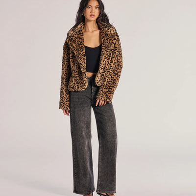 Luxe Glam Leopard Print Faux Fur Jacket