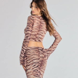 Strut It Out Abstract Zebra Tie-Front Top