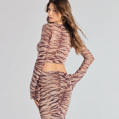 Strut It Out Abstract Zebra Tie-Front Top