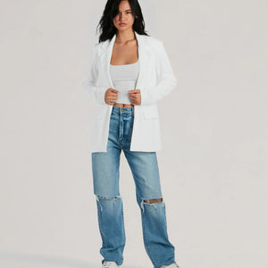 Just Business Rhinestone Fishnet Crepe Blazer
