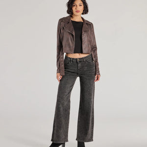 Cool Vibes Only Faux Suede Belted Moto Jacket
