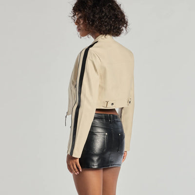 Cool Girl Chic Striped Faux Leather Jacket