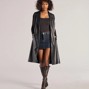 Sleek Icon Faux Leather Long Belted Vest