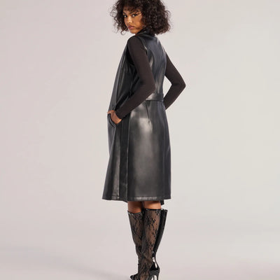 Sleek Icon Faux Leather Long Belted Vest