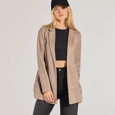 Chic Choice Plaid Faux Suede Blazer