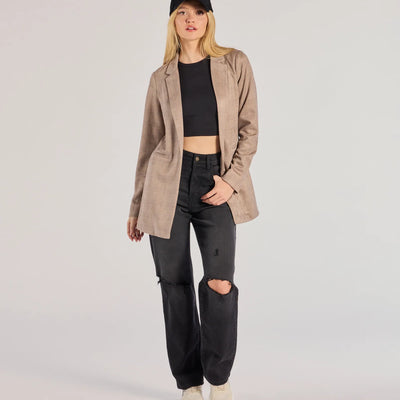 Chic Choice Plaid Faux Suede Blazer