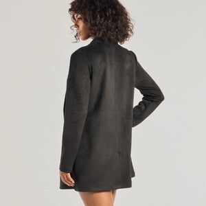 On The Move Faux Suede Long Blazer