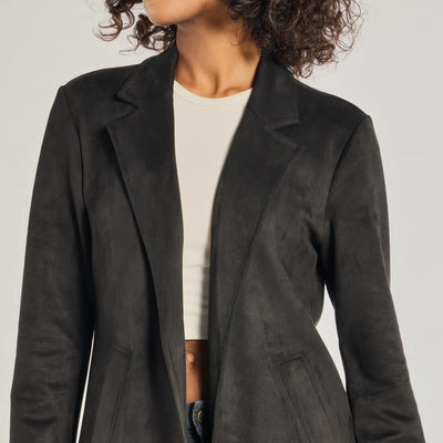 On The Move Faux Suede Long Blazer