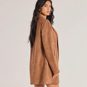 On The Move Faux Suede Long Blazer