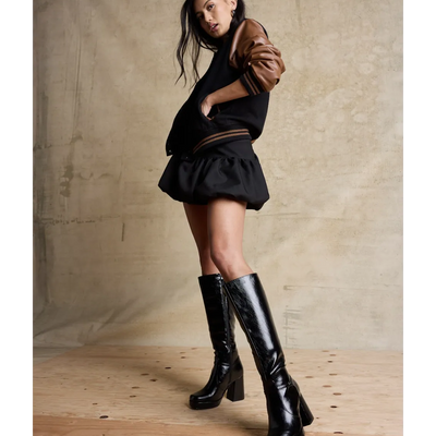 Chic Spirit Faux Wool Varsity Jacket
