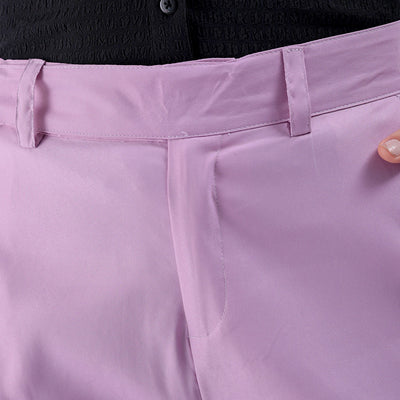 Women's Purple Flare Solid Trouser With Elasticated Waistband