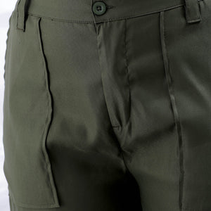Women's Green Flare Solid Elasticated Cargo Trouser