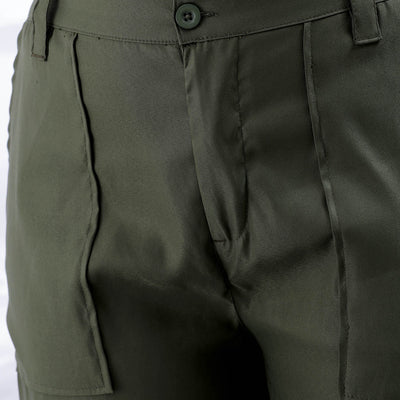 Women's Green Flare Solid Elasticated Cargo Trouser