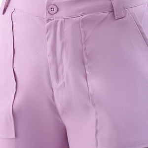 Women's Purple Flare Solid Elasticated Cargo Trouser