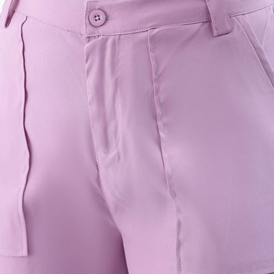 Women's Purple Flare Solid Elasticated Cargo Trouser