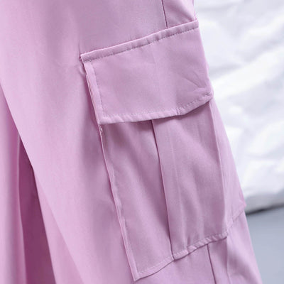 Women's Purple Flare Solid Elasticated Cargo Trouser