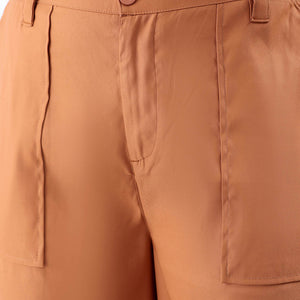 Women's Yellow Flare Solid Elasticated Cargo Trouser