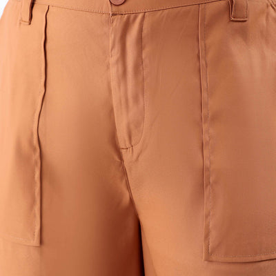 Women's Yellow Flare Solid Elasticated Cargo Trouser