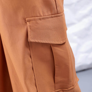 Women's Yellow Flare Solid Elasticated Cargo Trouser