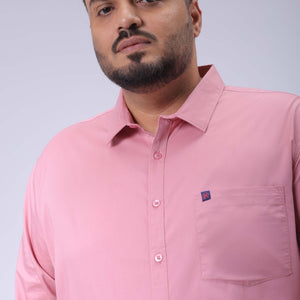 Men's Plus Size Pink Regular Fit Solid Casual Shirt
