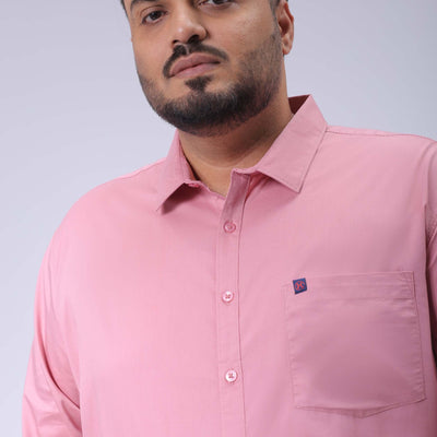 Men's Plus Size Pink Regular Fit Solid Casual Shirt