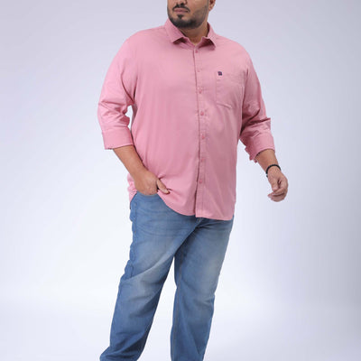 Men's Plus Size Pink Regular Fit Solid Casual Shirt
