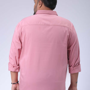 Men's Plus Size Pink Regular Fit Solid Casual Shirt