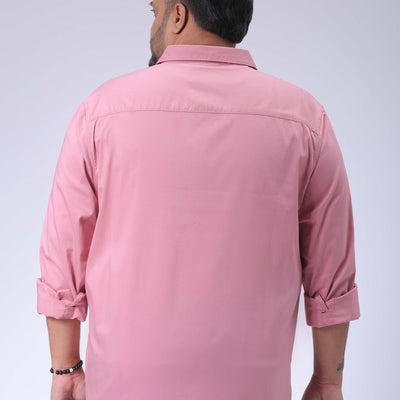 Men's Plus Size Pink Regular Fit Solid Casual Shirt