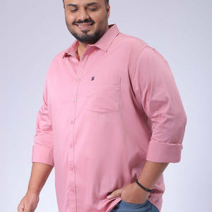 Men's Plus Size Pink Regular Fit Solid Casual Shirt