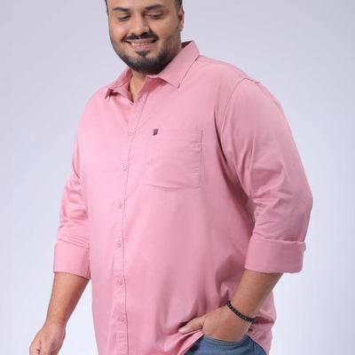 Men's Plus Size Pink Regular Fit Solid Casual Shirt