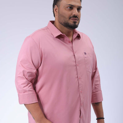 Men's Plus Size Pink Regular Fit Solid Casual Shirt