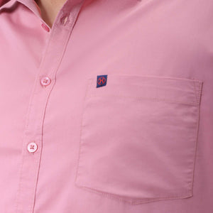 Men's Plus Size Pink Regular Fit Solid Casual Shirt