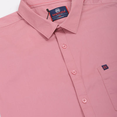 Men's Plus Size Pink Regular Fit Solid Casual Shirt