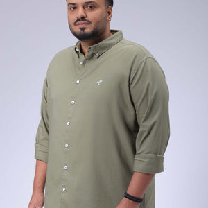 Men's Plus Size Green Regular Fit Solid Casual Shirt