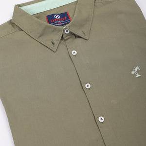 Men's Plus Size Green Regular Fit Solid Casual Shirt