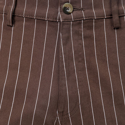 Men's Brown Relaxed Fit Striped Cargo