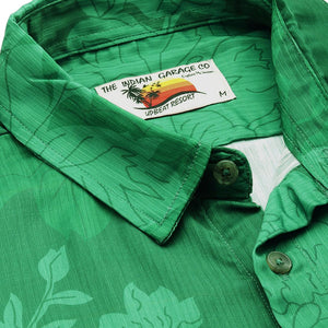 Men's Green Relaxed Fit Floral Resort Wear Shirt
