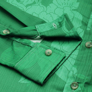 Men's Green Relaxed Fit Floral Resort Wear Shirt