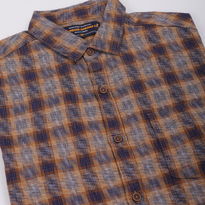 Men's Brown Slim Fit Checked Shirt