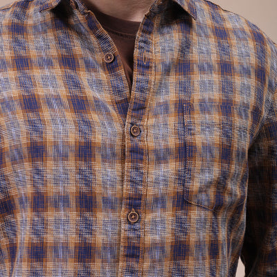 Men's Brown Slim Fit Checked Shirt