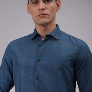 Men's Teal Slim Fit Solid Shirt