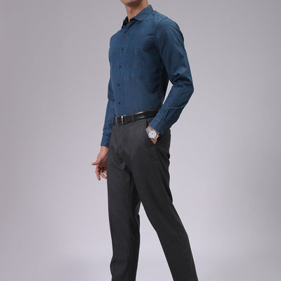 Men's Teal Slim Fit Solid Shirt