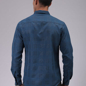 Men's Teal Slim Fit Solid Shirt